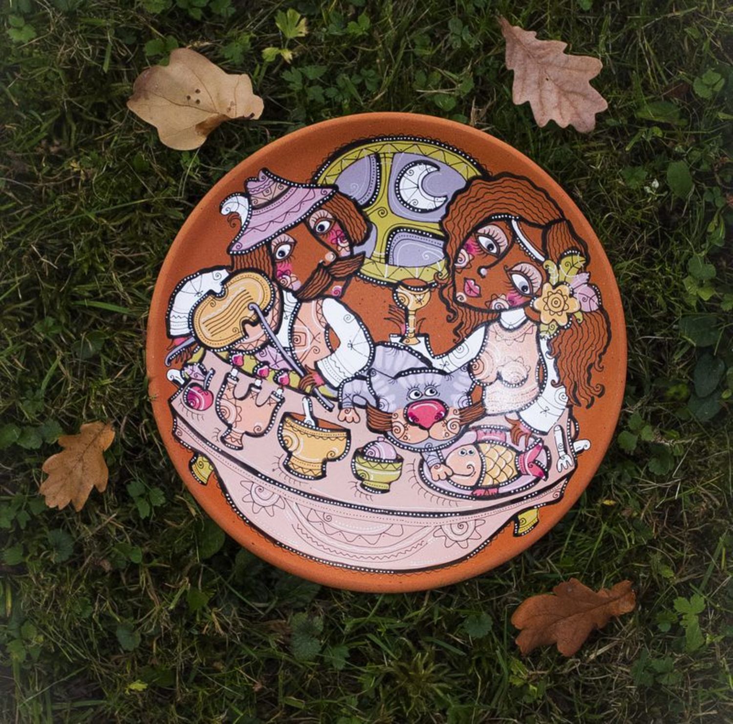 Decorative plate made of clay Festive dinner photo 1