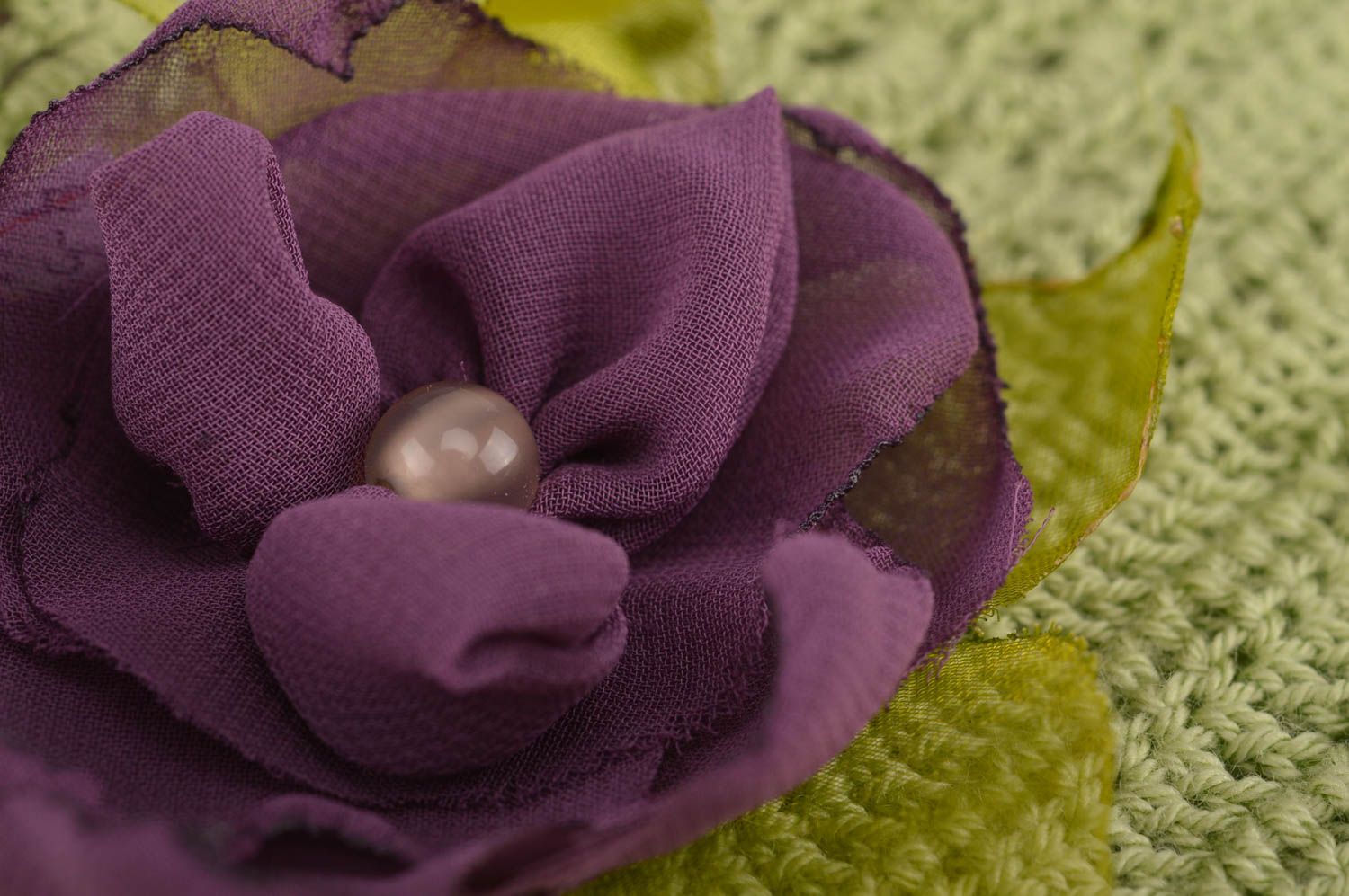 Robe tricotée au crochet fils acryliques coton à fleurs vert mauve faite main photo 5