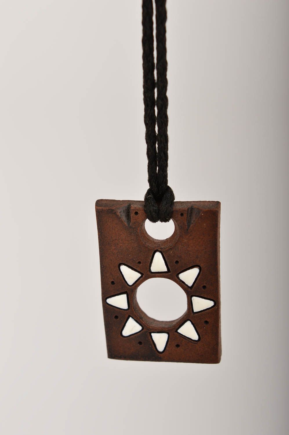 Handmade pendant designer accessory gift for her clay pendant designer jewelry photo 1