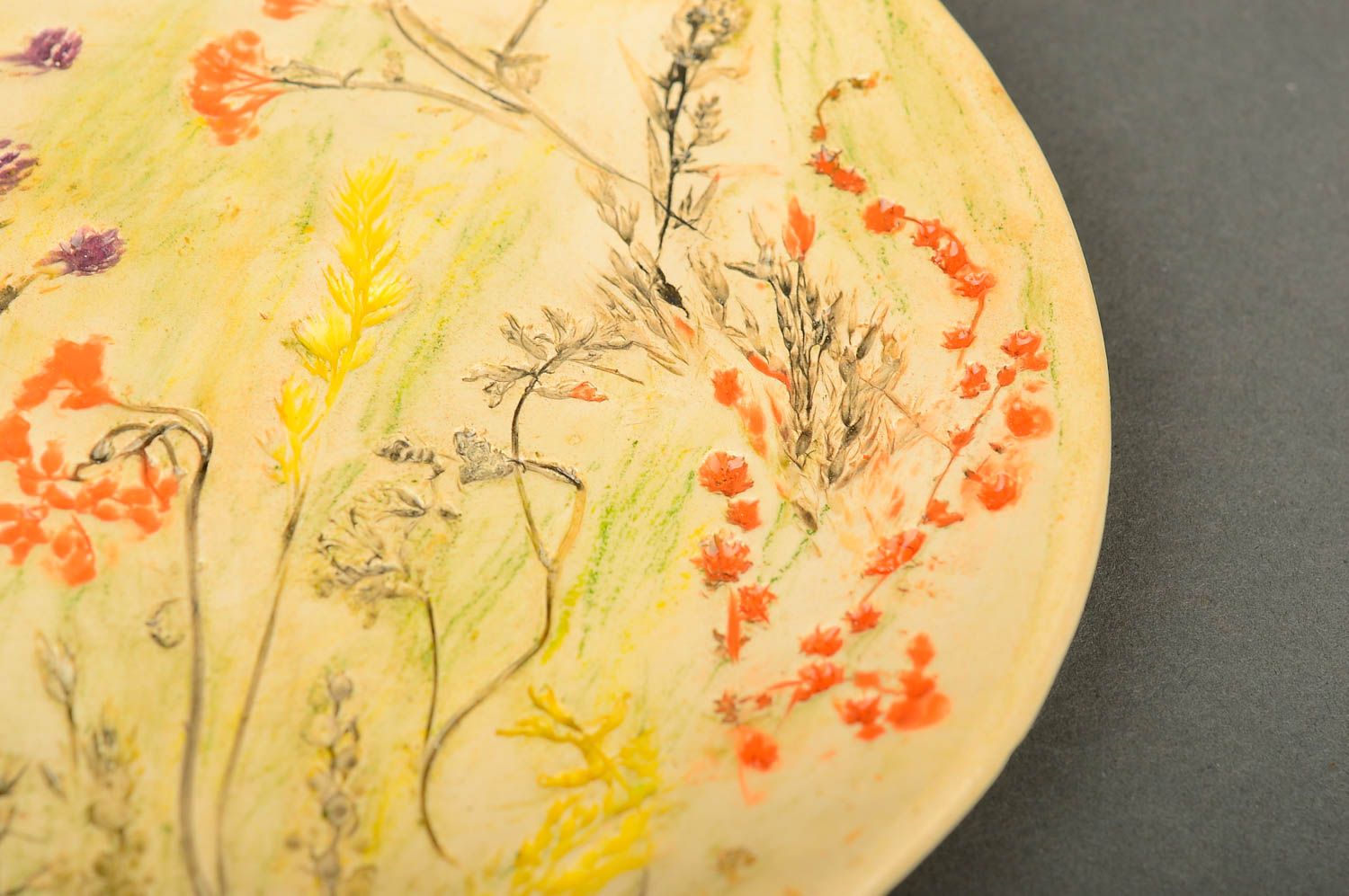 Керамическая тарелка хэнд мэйд глиняная посуда расписная тарелка с рисунком фото 4