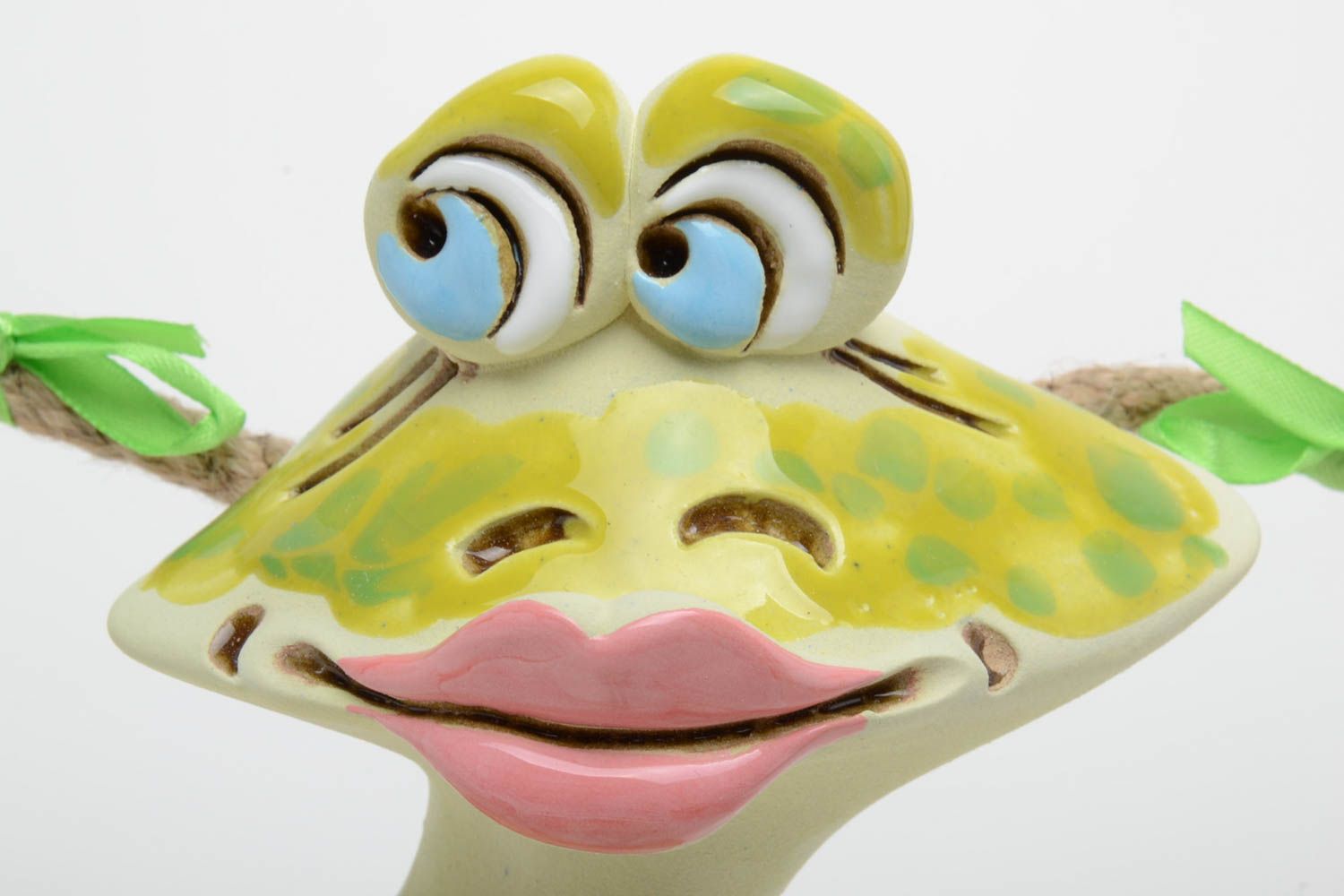 Large handmade designer funny clay money box painted with pigments Frog photo 3