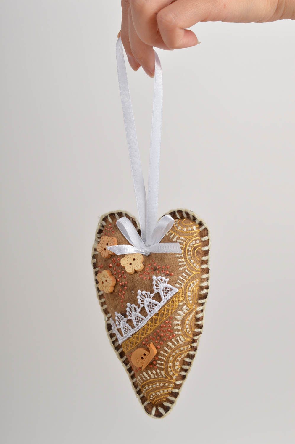 Decorative interior pendant handmade stuffed toy designer soft heart pendant photo 2