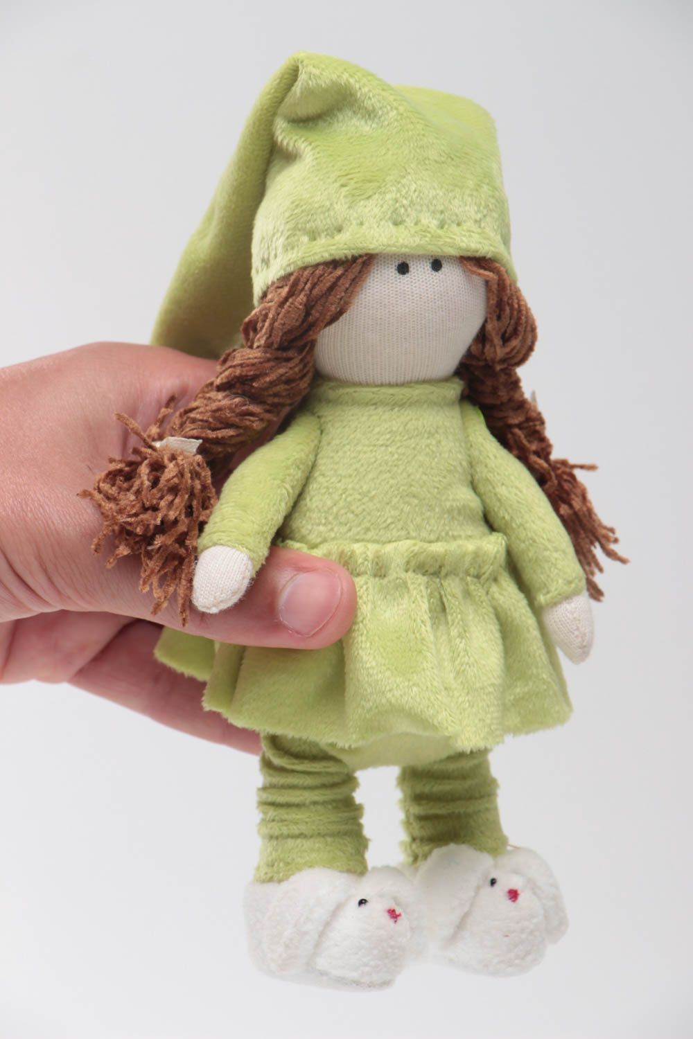 Кукла для интерьера из ткани мягкая ручной работы Сонная девочка в пижаме фото 5