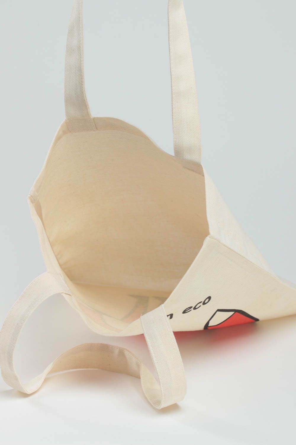Öko Handtasche aus Stoff mit Bemalung originell schön mit Fuchs Muster handmade foto 4