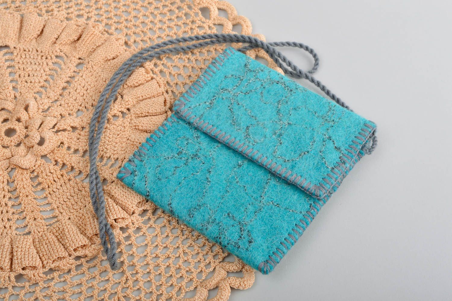 Sac bandoulière fait main Sac en laine couleur turquoise Cadeau original photo 1