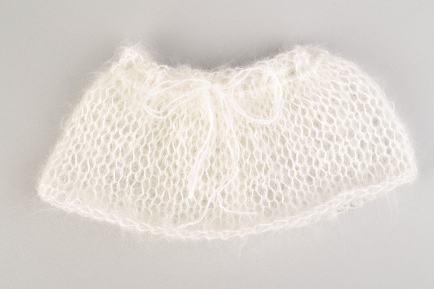 Handmade knitted summer white skirt and hat for baby girls Bunny photo 4