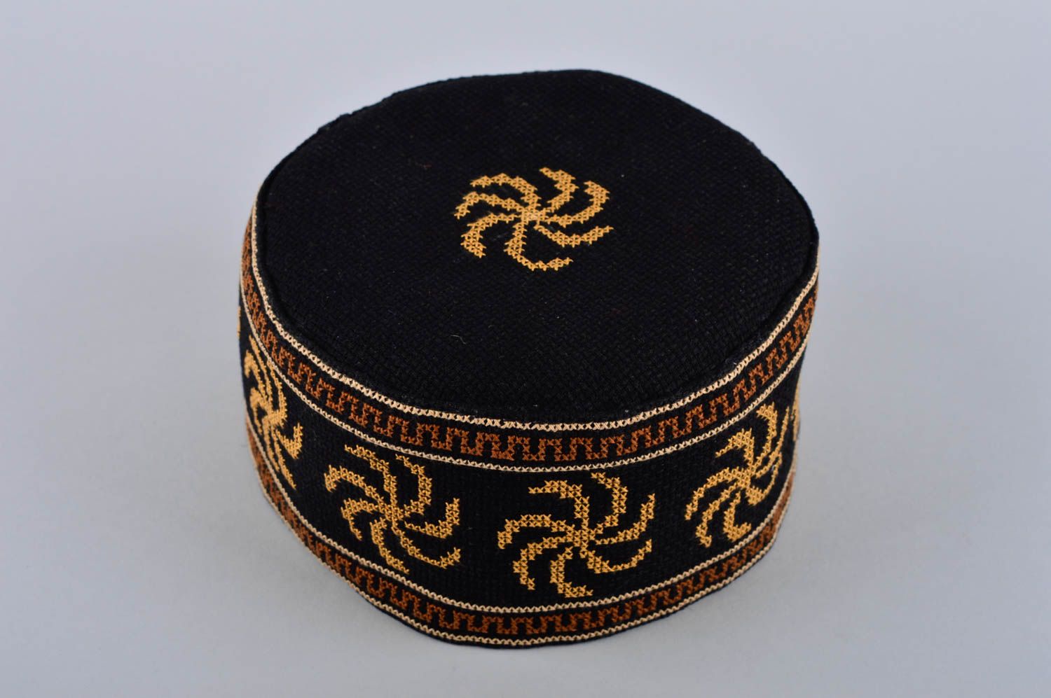 Unusual handmade fabric hat skull cap oriental hat for men gifts for him photo 2