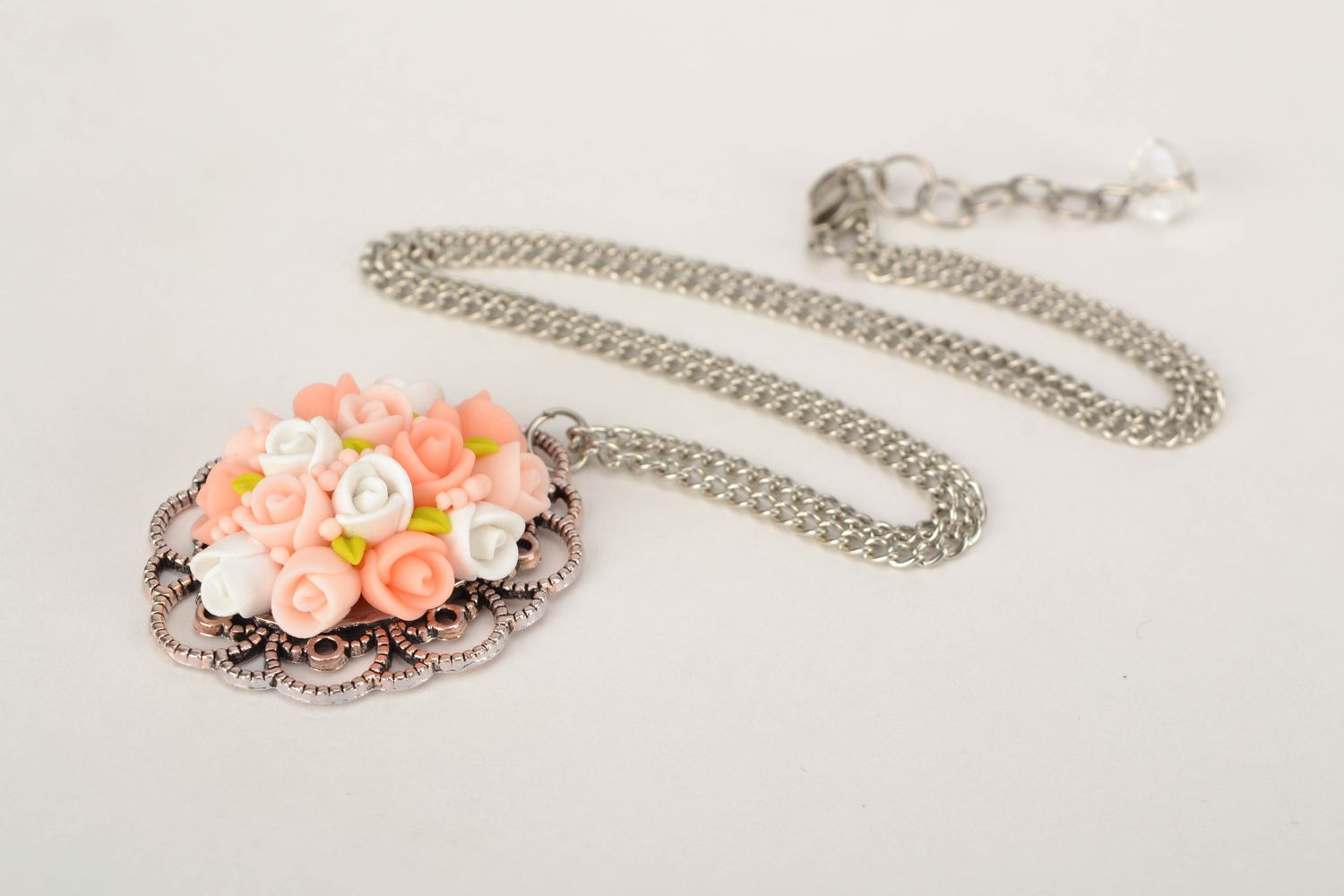 Polymer clay pendant Roses photo 3