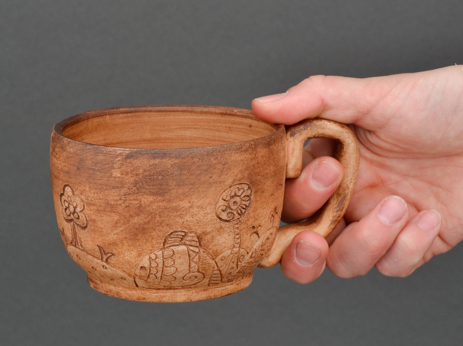 Tazza di argilla fatta a mano stoviglie in ceramica souvenir originale foto 4