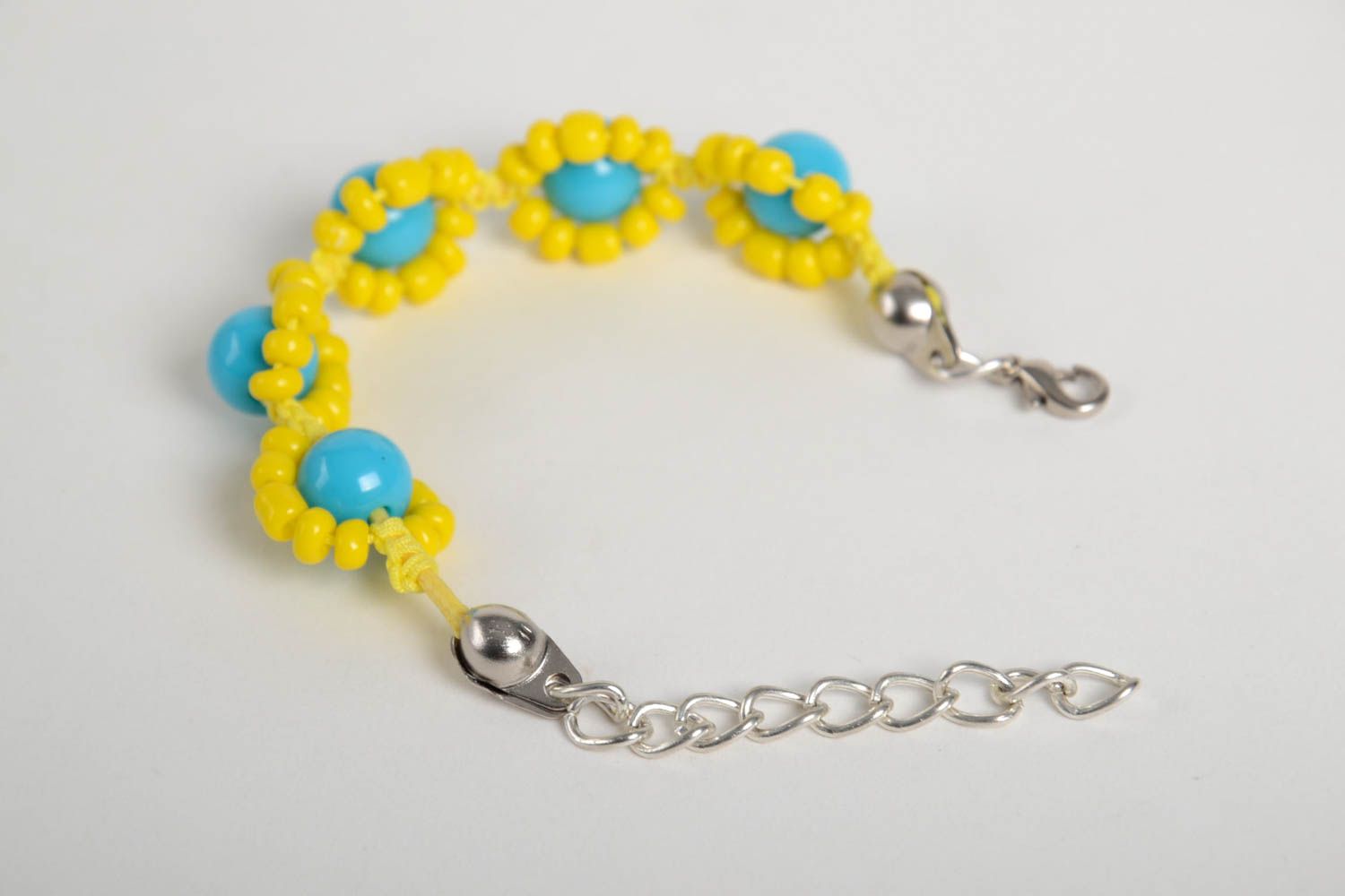 Handgefertigt Glasperlen Armband Designer Schmuck Frauen Accessoire gelb blau foto 4