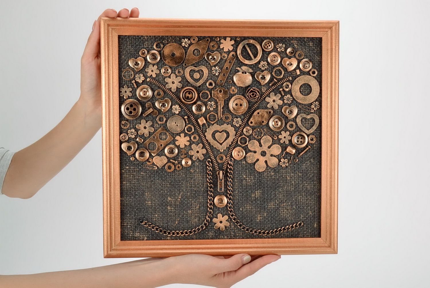 Panel enmarcado en técnica de steampunk “Árbol de la vida” foto 5