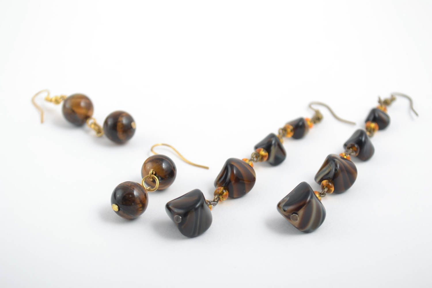 Unusual handmade beaded earrings gemstone bead earrings 2 pairs gifts for her photo 4