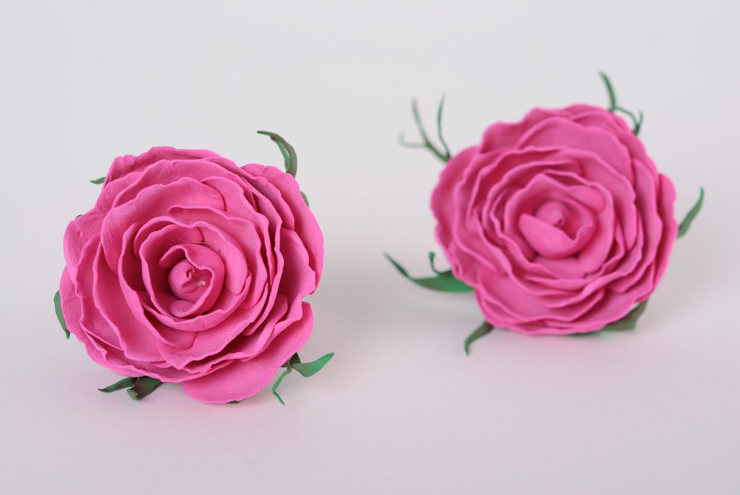 Élastiques à cheveux faits main originaux en forme de fleurs roses 2 pièces photo 1