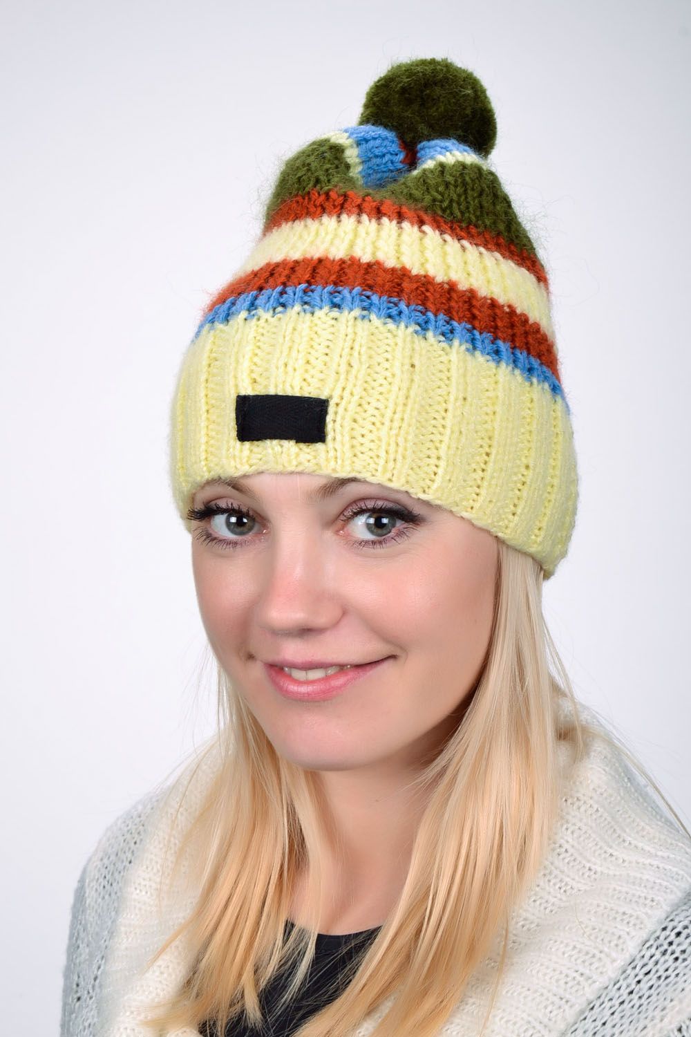 Striped knitted hat photo 1