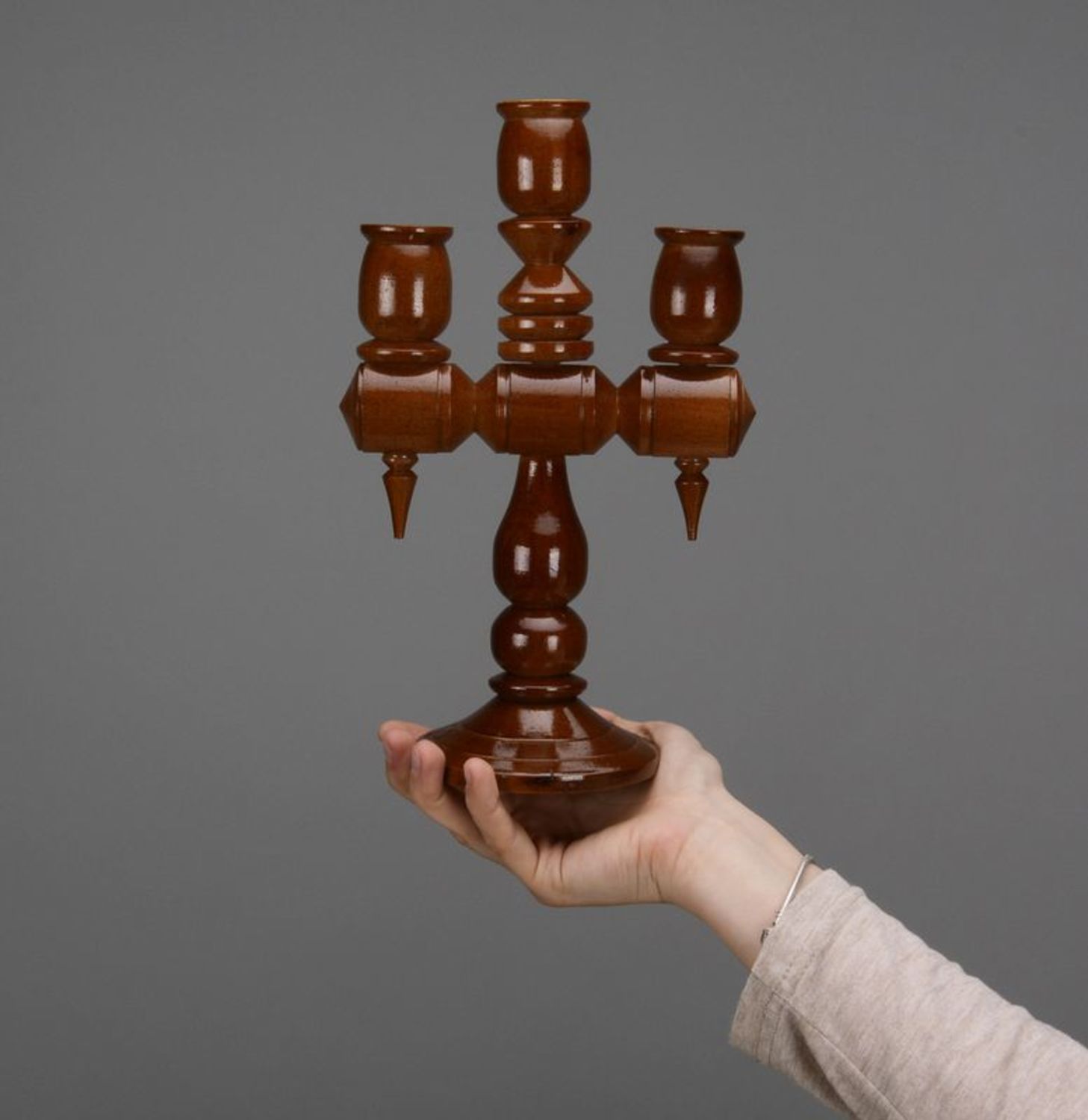 Wooden Candlestick for Three Candles photo 5
