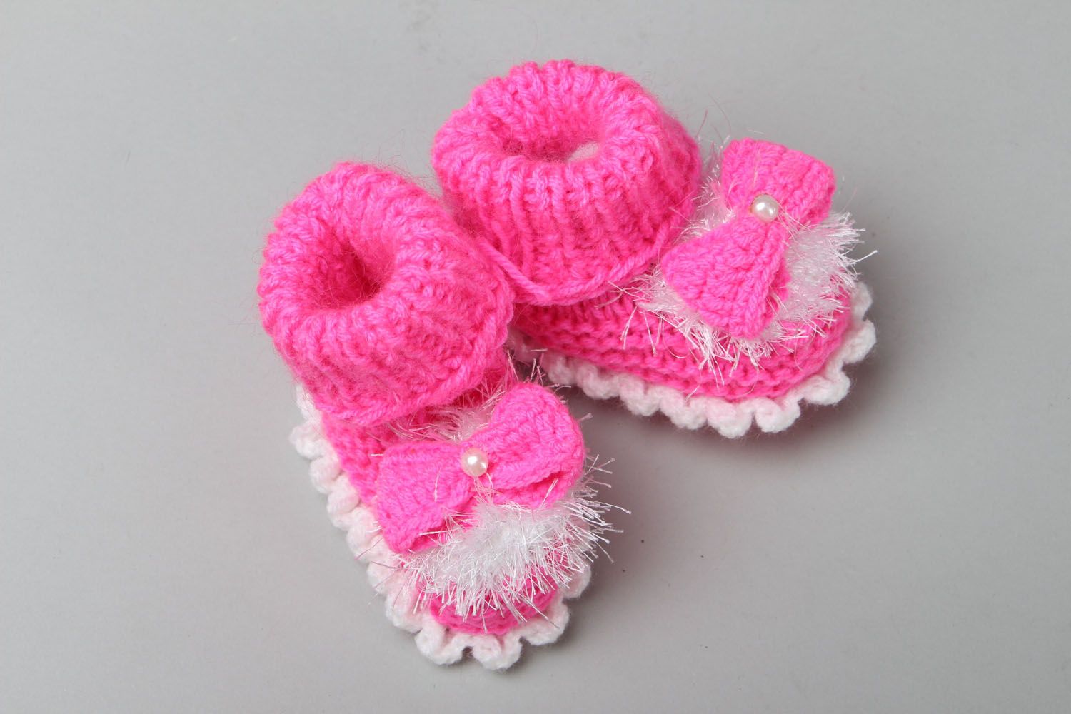 Homemade pink baby booties photo 2