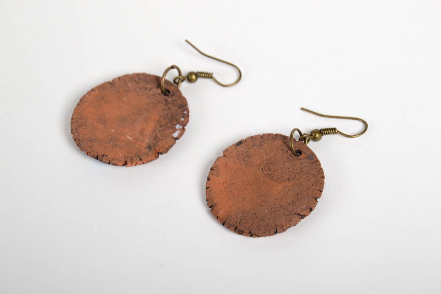 Handmade Ohrringe Geschenk für Frauen Schmuck aus Keramik runde Ohrhänger bunt foto 3