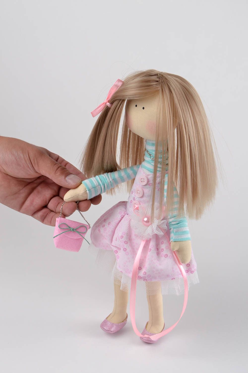 Handmade soft toy designer textile doll for girls stylish interior decoration photo 2