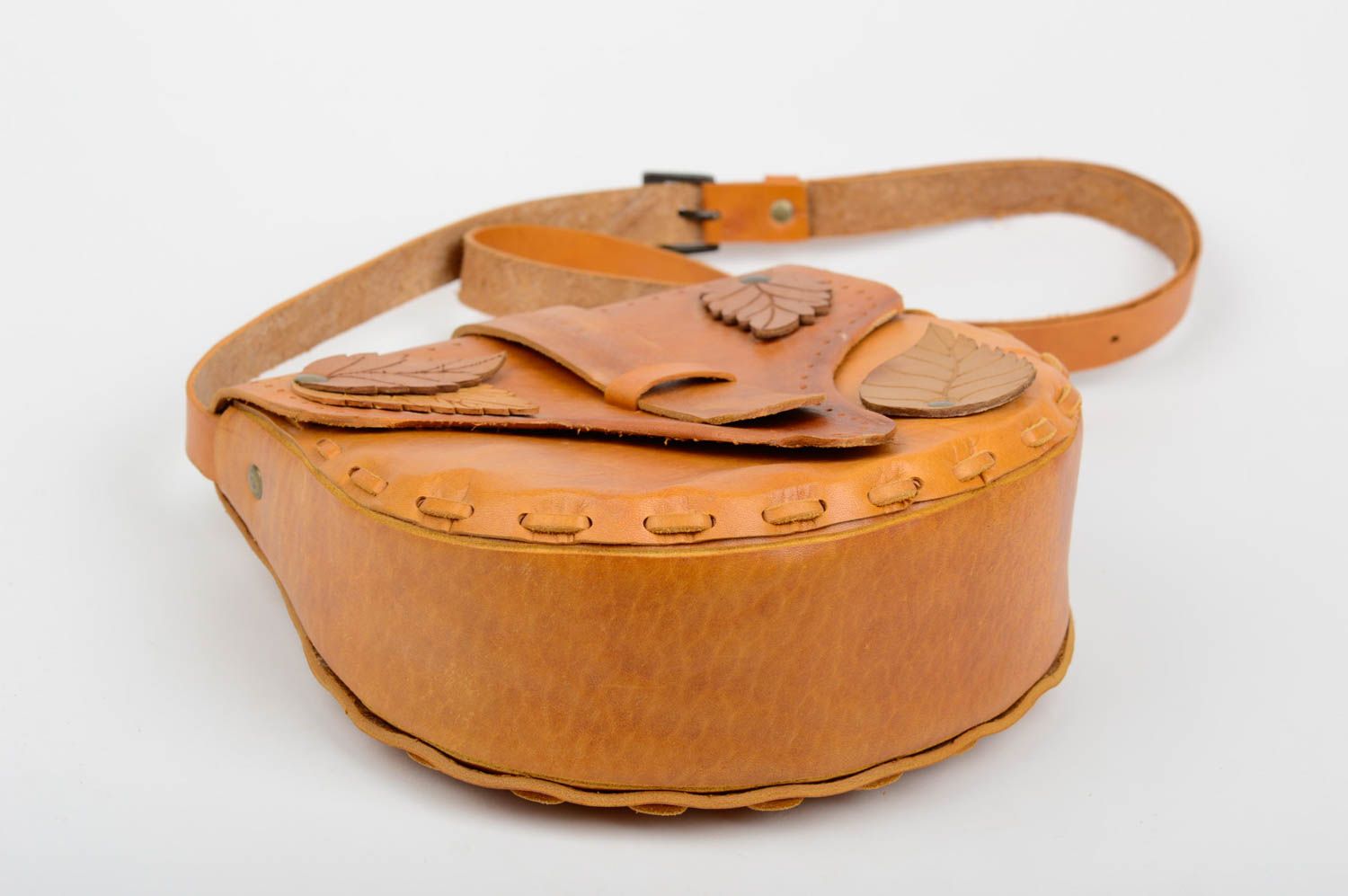 Bolso de cuero natural hecho a mano accesorio de moda marrón regalo original foto 5