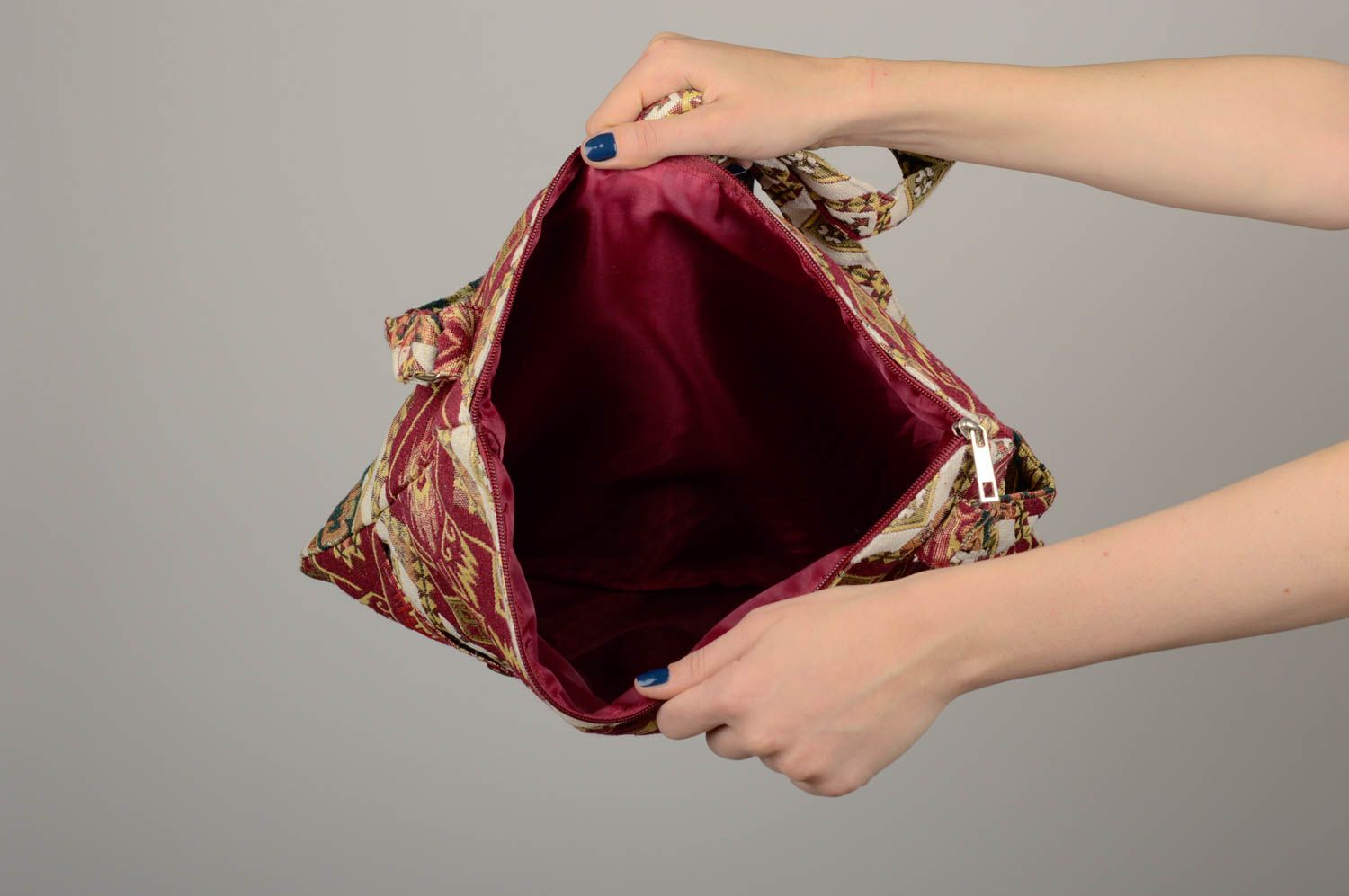 Shoulder bag handmade textile purse brown ladys bag ethnic style purse nice gift photo 4