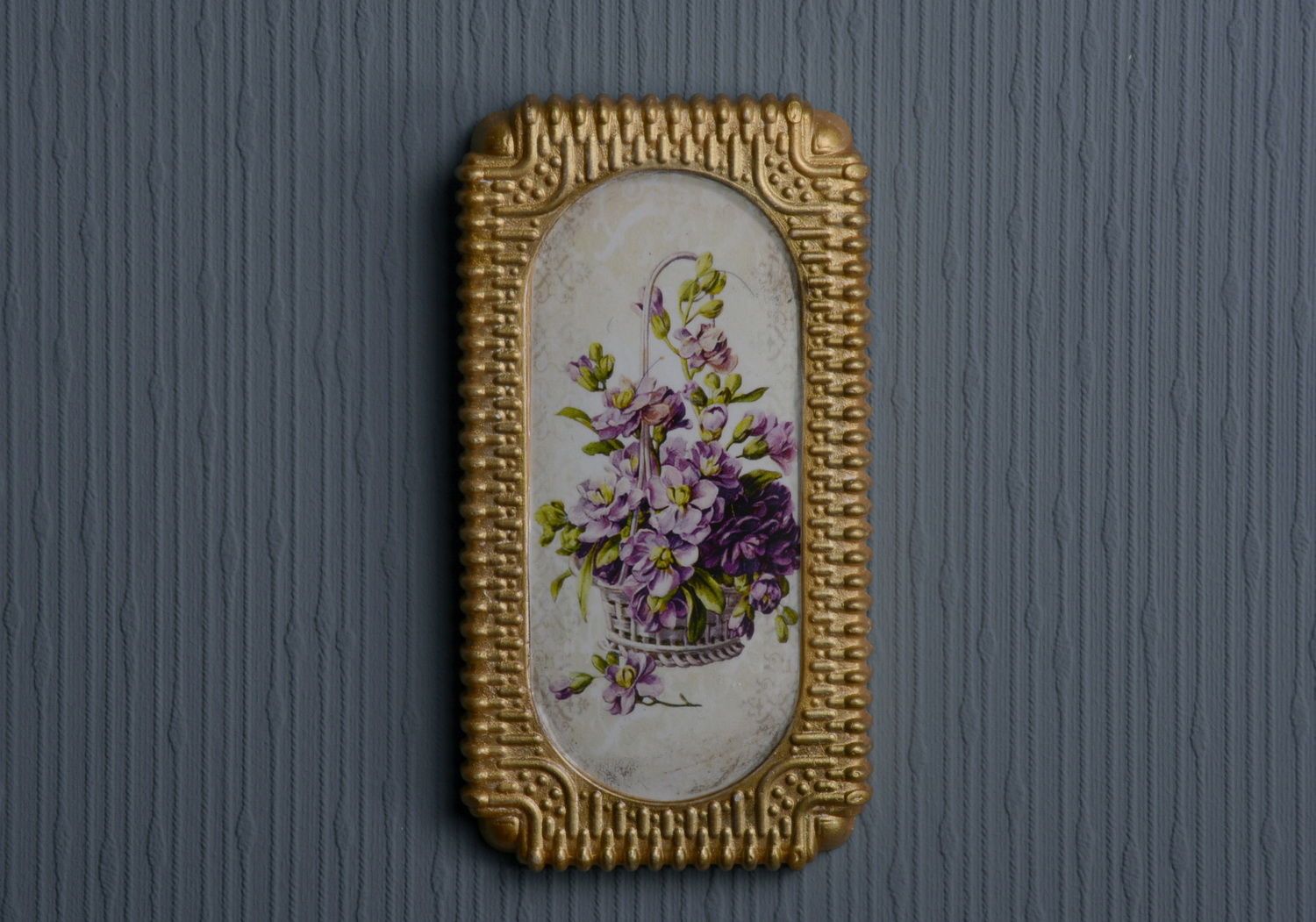 Rectangular plaster panel Bouquet of violets photo 5