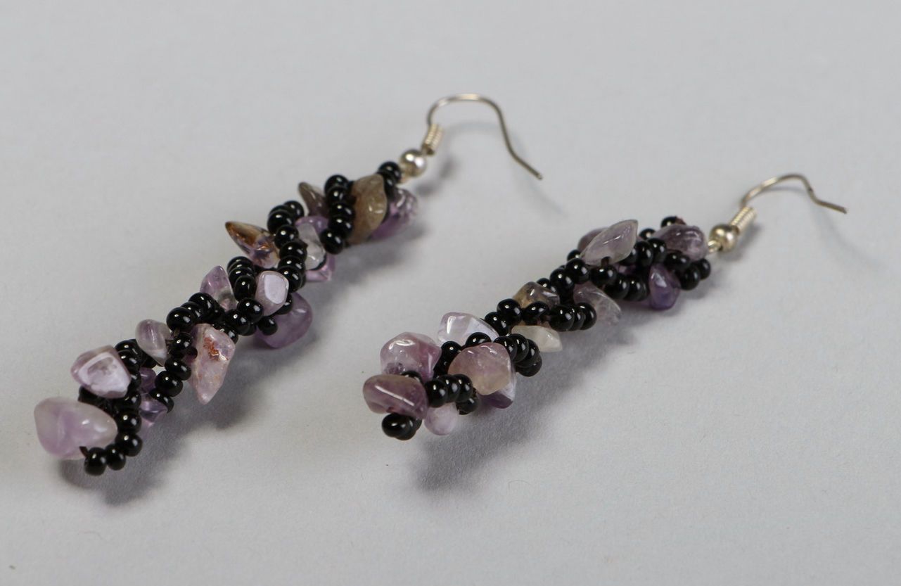 Earrings with Czech beads and amethyst photo 2