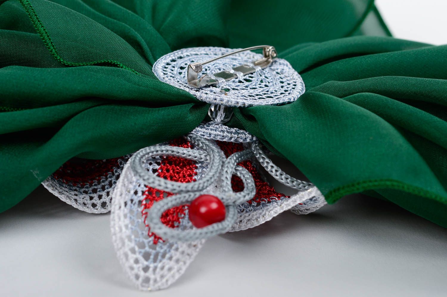 Unusual handmade chiffon scarf brooch jewelry neck accessories for girls photo 3