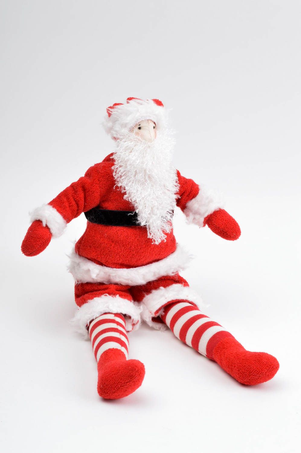 Peluche père Noël Jouet fait main en tissus Cadeau pour enfant décoration photo 3