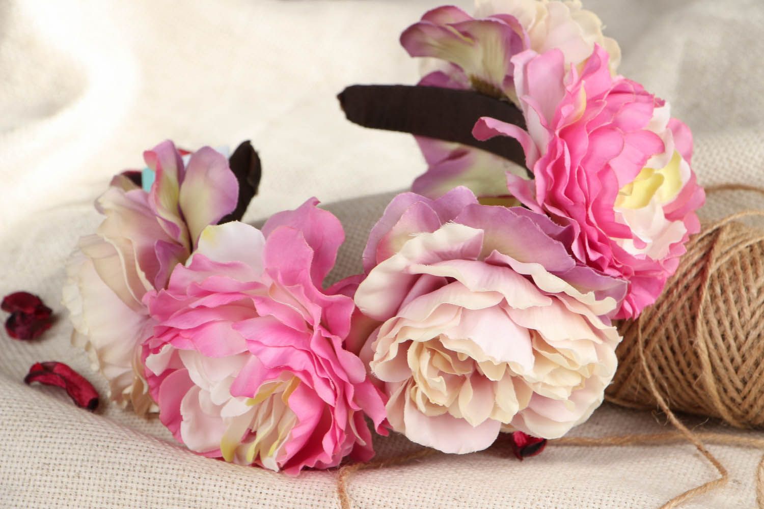 Handmade Haarreif aus Stoffblumen foto 5