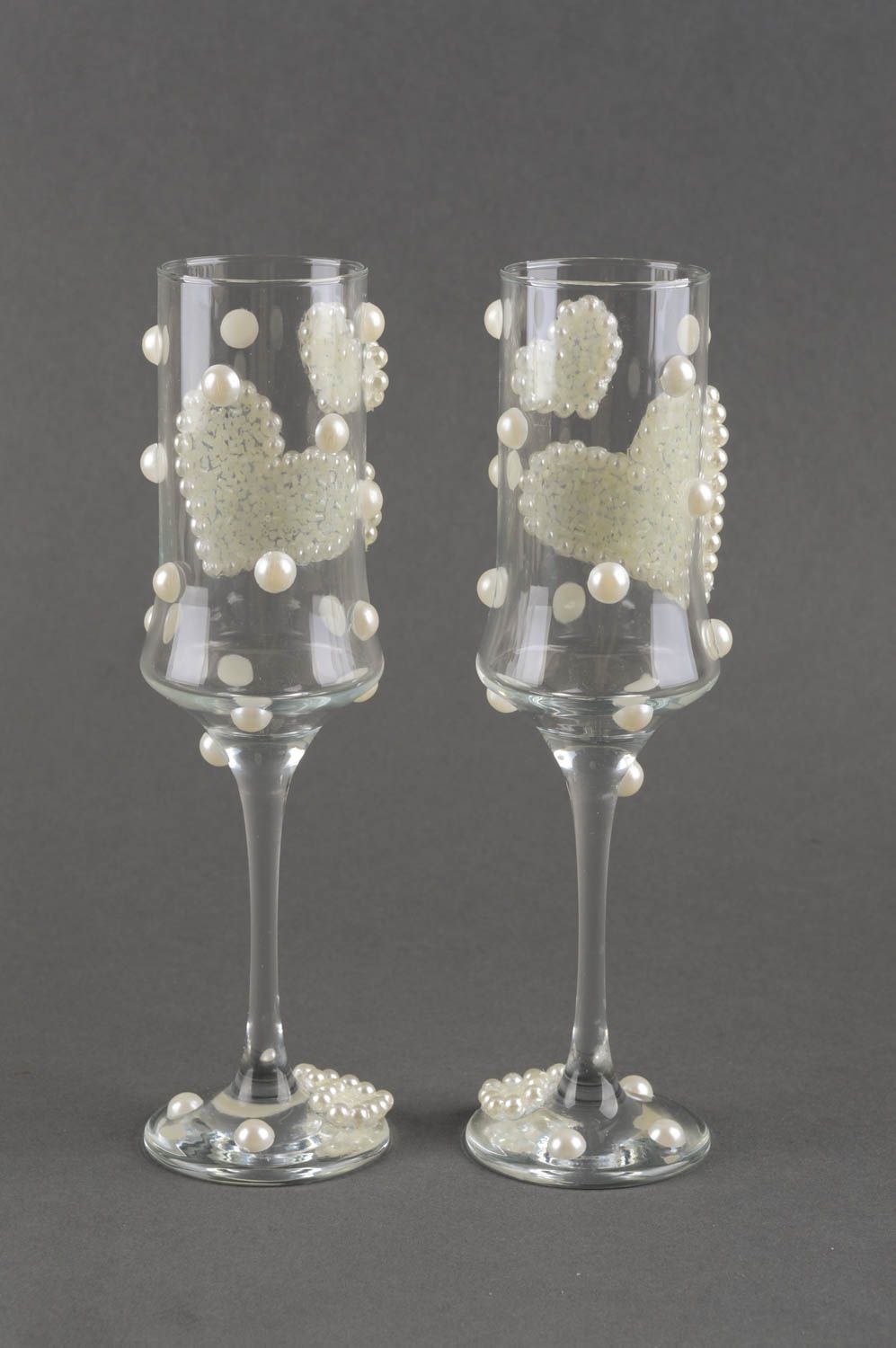 Бокалы для шампанского бокалы ручной работы стеклянные бокалы на свадьбу фото 5