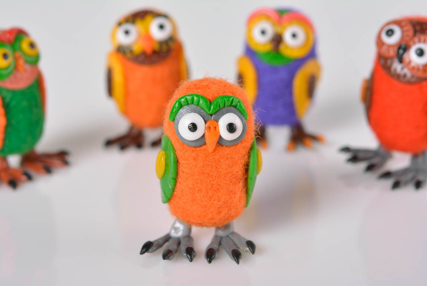 Handmade soft toy owl orange interior decor stylish designer figurine photo 3
