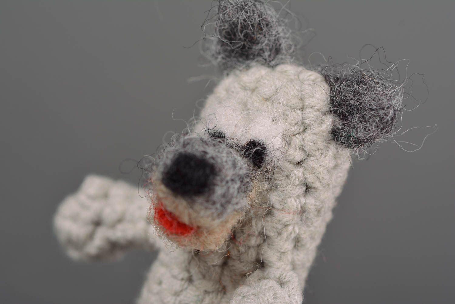 Marionnette doigt fait main Jouet tricoté Cadeau enfant coton laine ourson photo 2