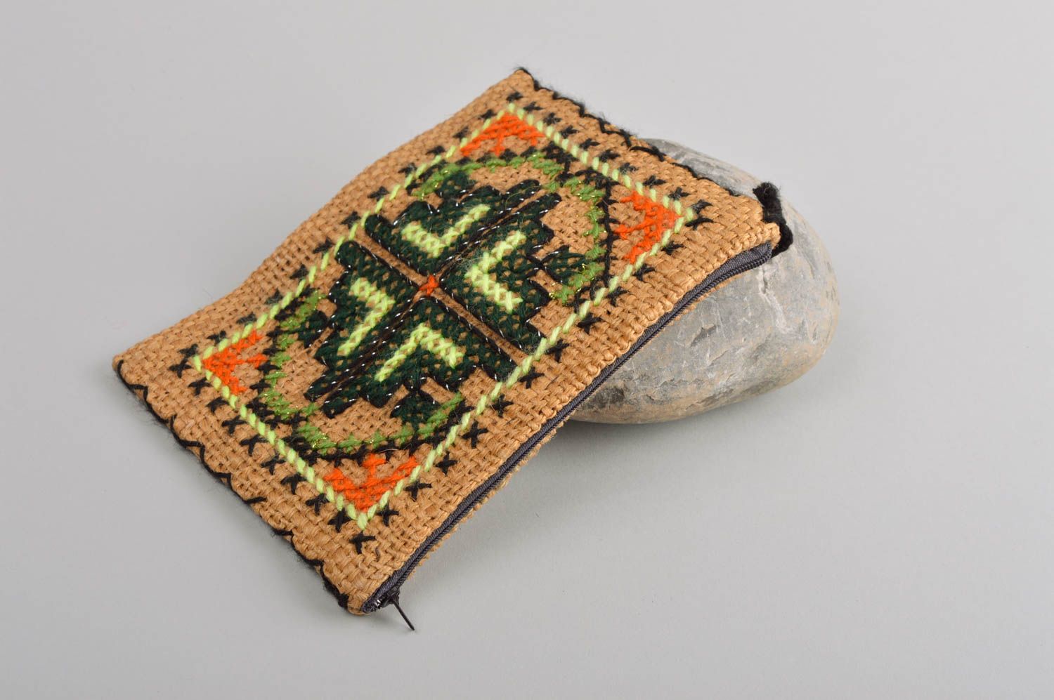 Handmade textile cute purse unusual female wallet purse in ethnic style photo 1