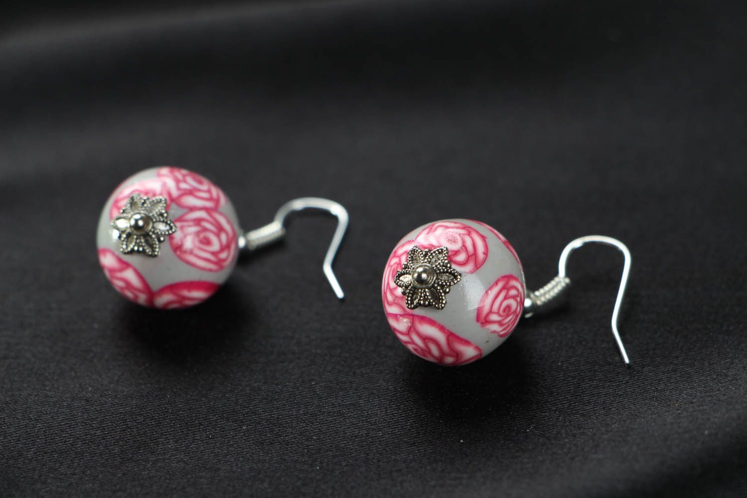 Polymer clay round earrings  photo 2