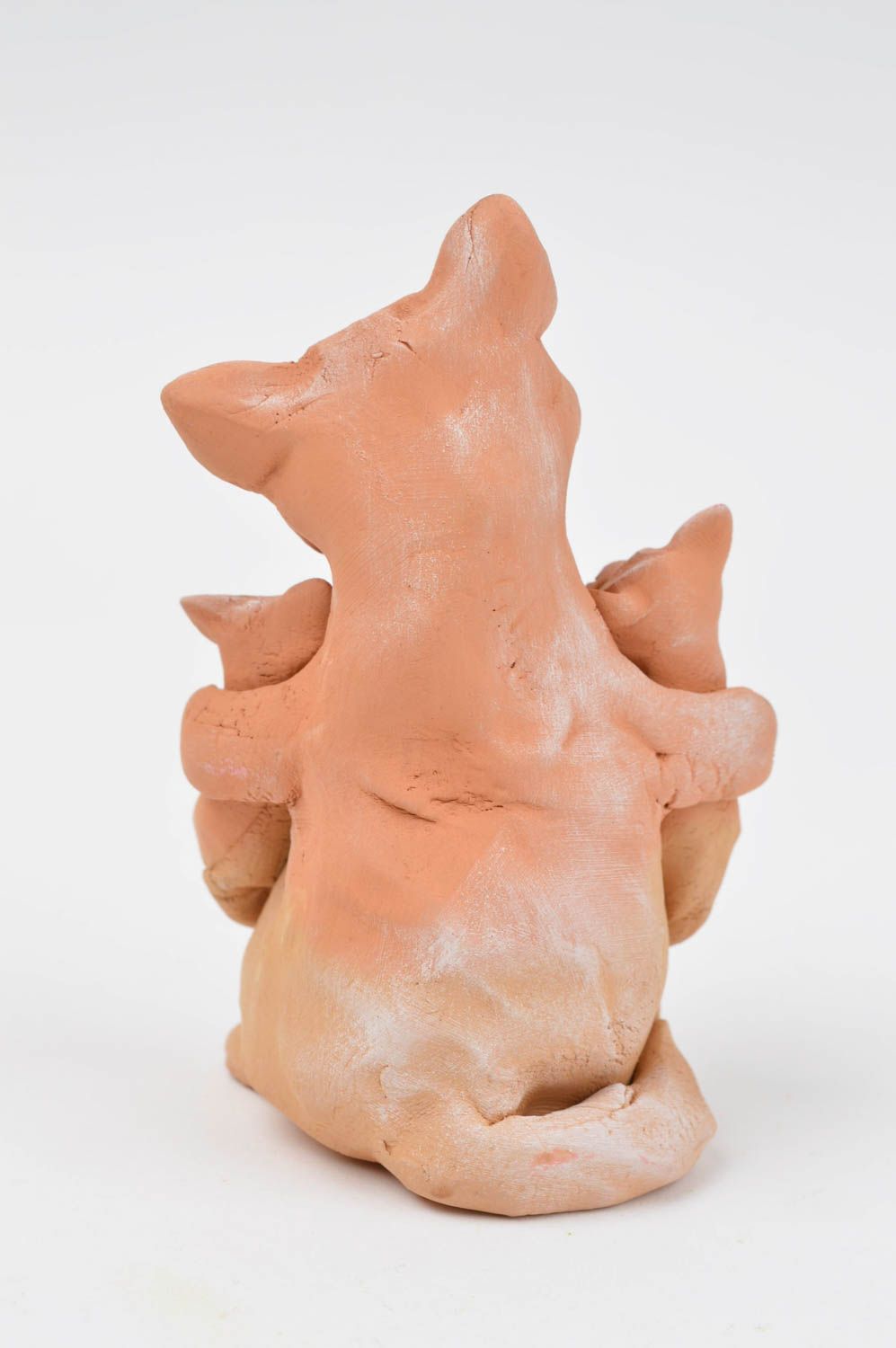 Фигурка из глины кошка ручной работы статуэтка для декора статуэтка животных фото 4