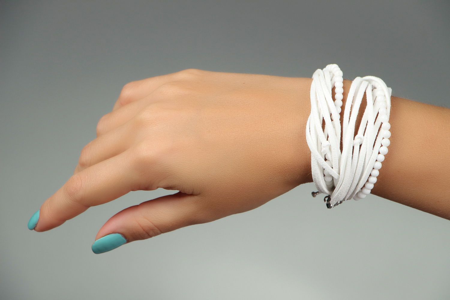 White suede bracelet for attraction of love photo 4