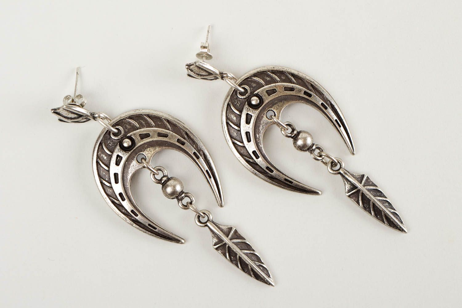 Metal earrings handcrafted fashion accessories women gift idea long earrings photo 3
