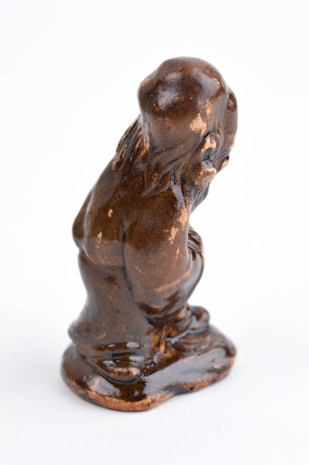 Statuette décorative Figurine fait main de plâtre Déco maison Sage en marron photo 3