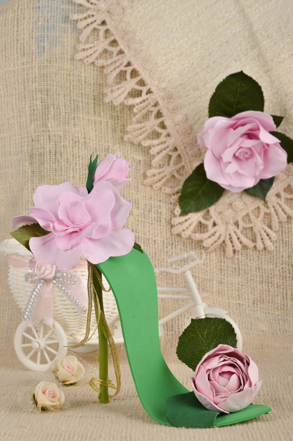 Handmade ausgefallene Dekoration originelles Geschenk Deko fürs Haus Damen Schuh foto 1