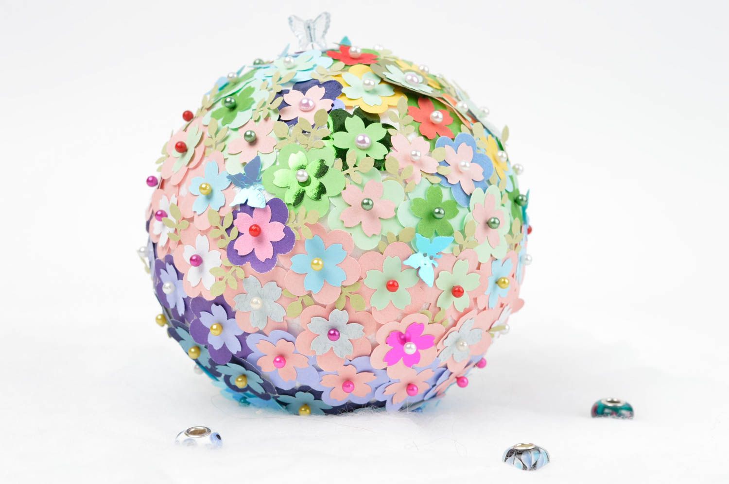 Boule décorative faite main Décoration en papier avec fleurs Déco maison photo 1