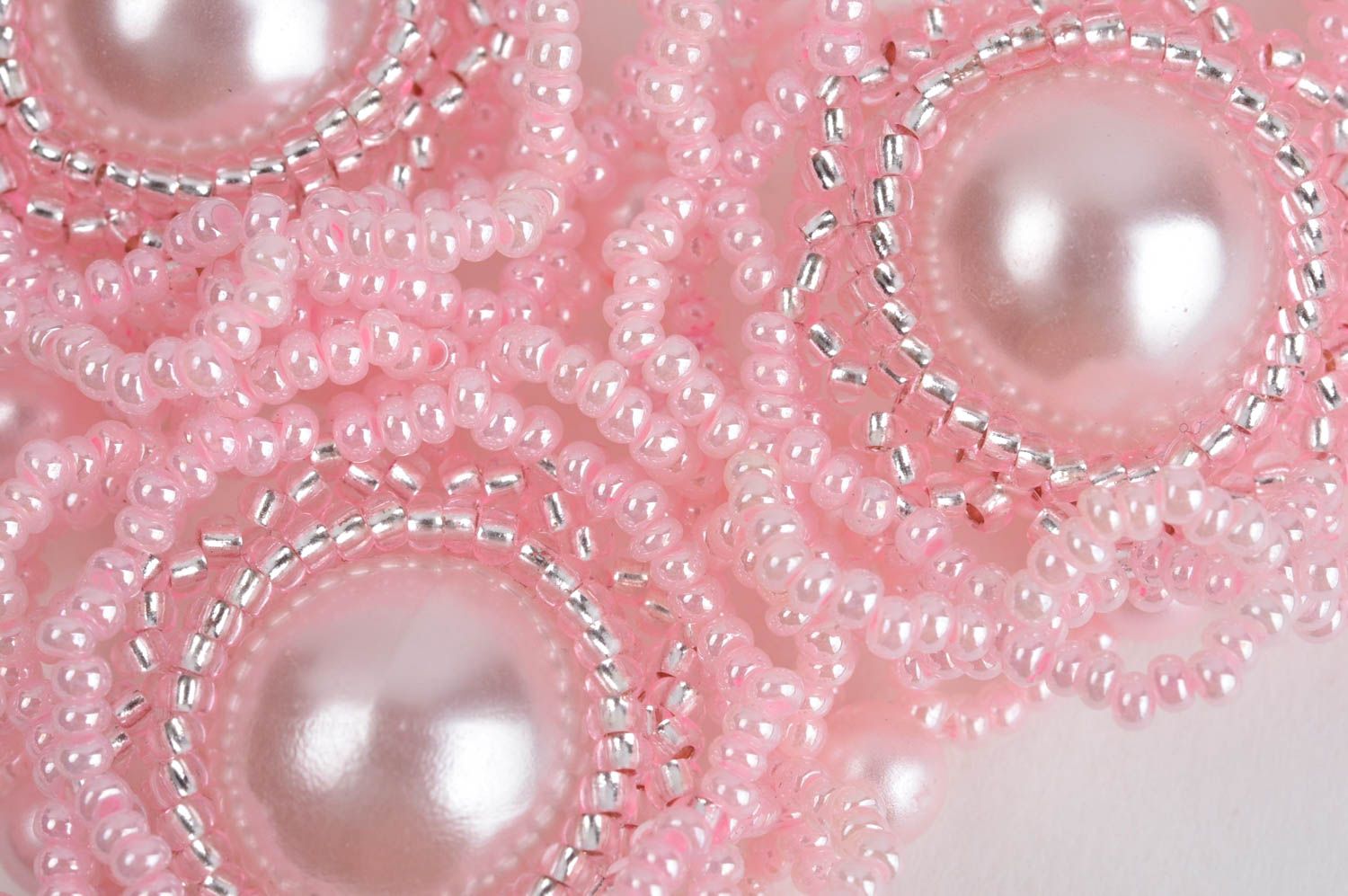 Колье из бисера украшение ручной работы ожерелье из бисера розовое красивое фото 5