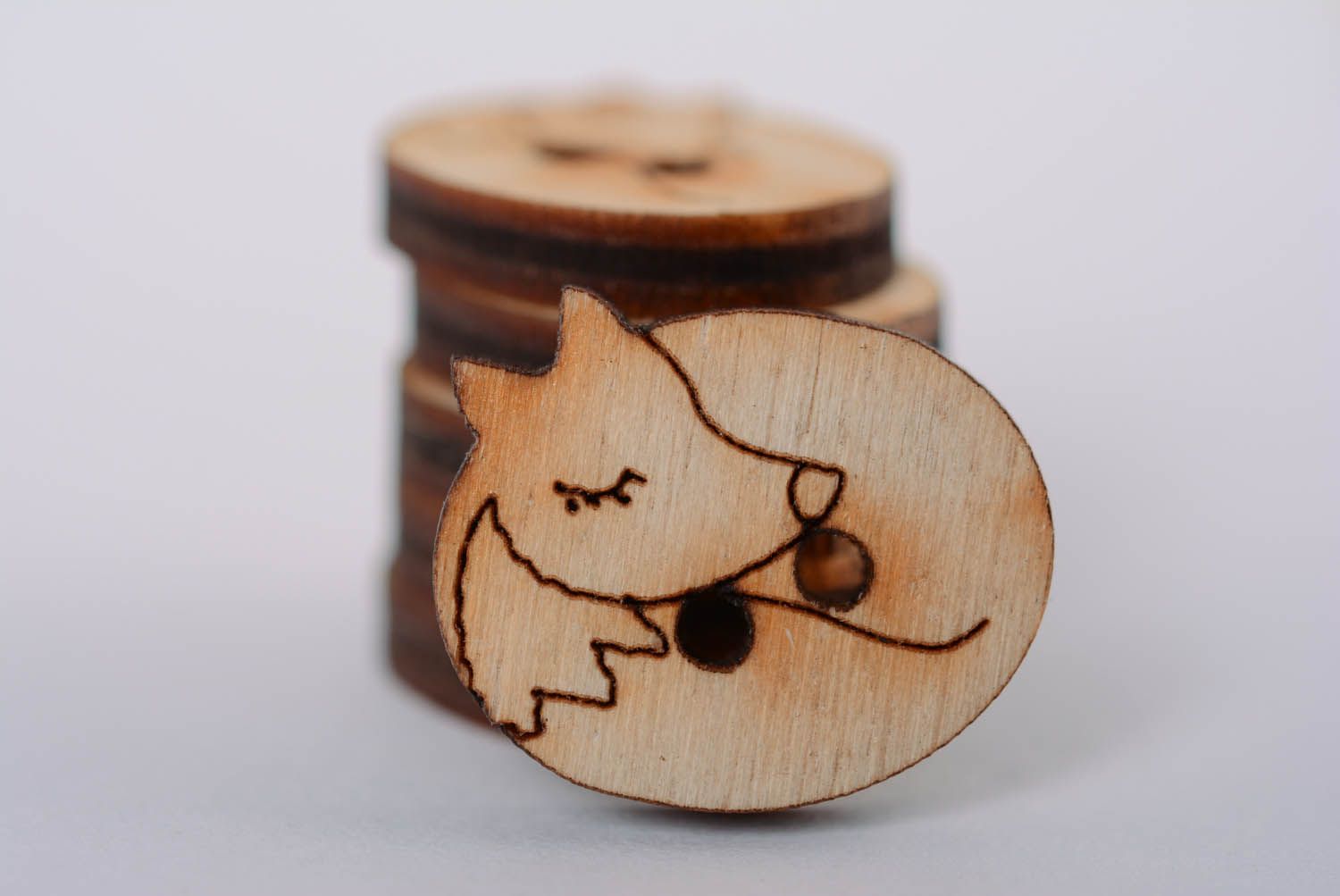 Botões de madeira Raposas foto 5