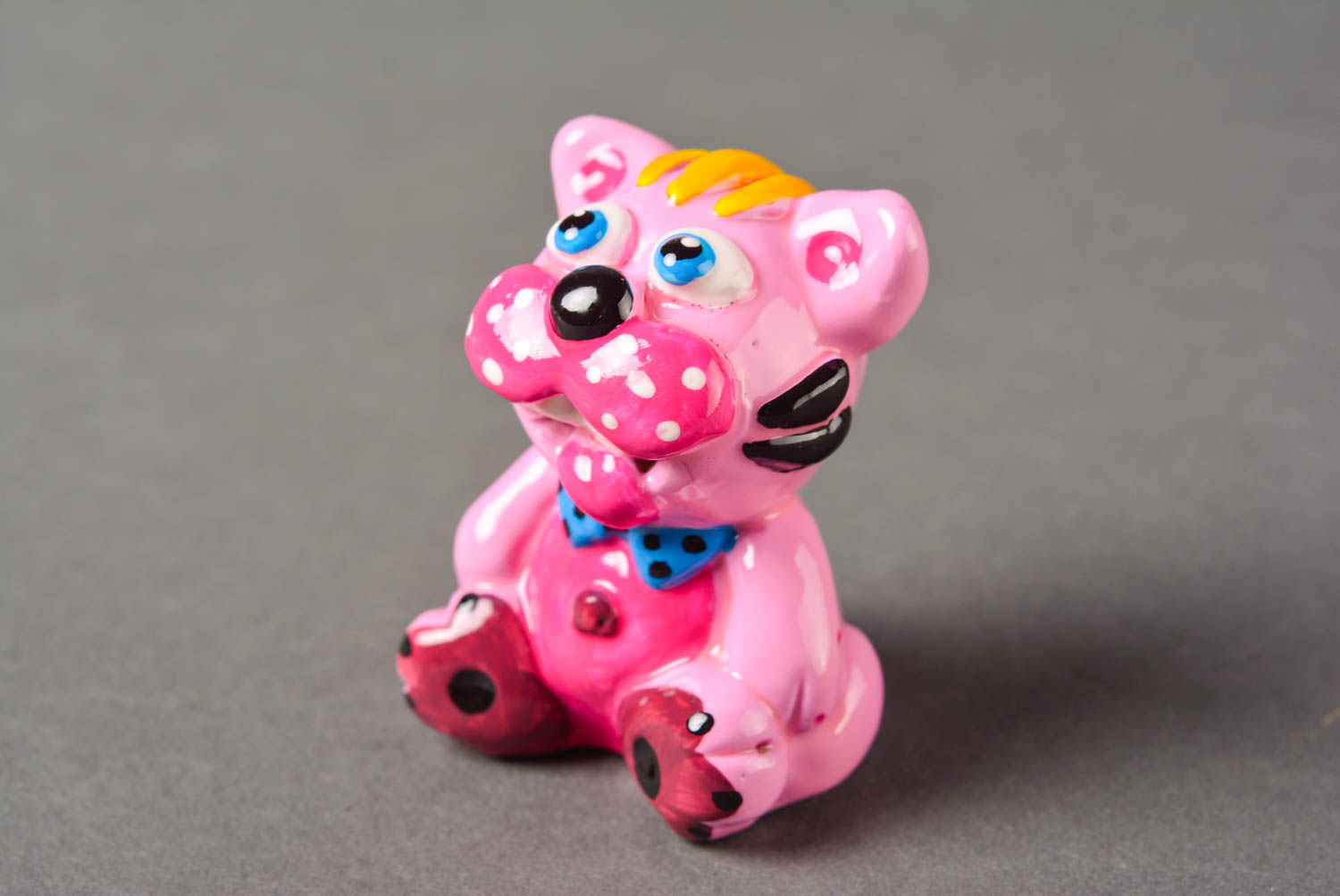 Statuetta in gesso fatta a mano figurina decorativa bella tigre color rosa foto 3
