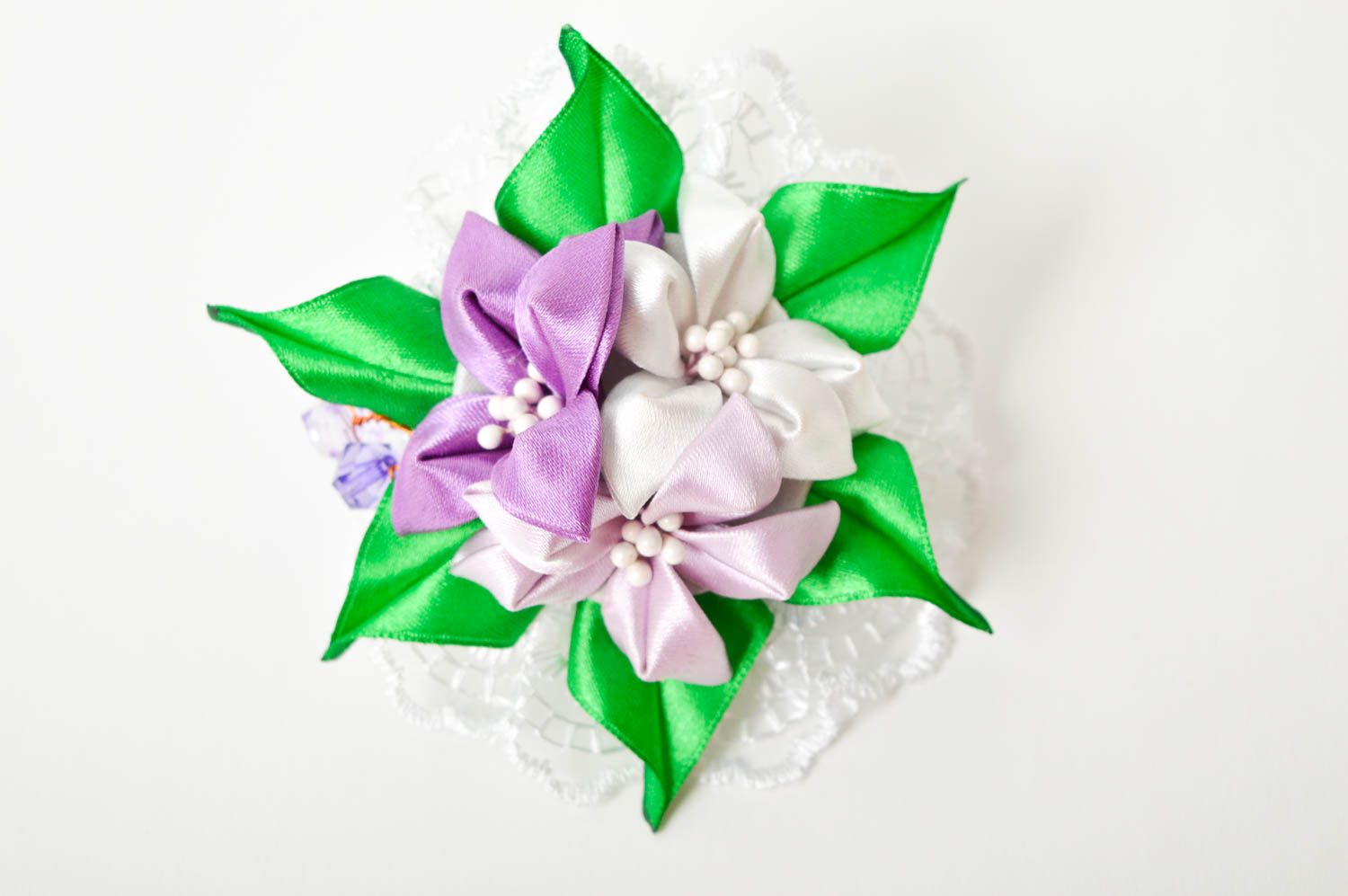 Handmade scrunchy made of satin flower scrunchies for children baby gift photo 2
