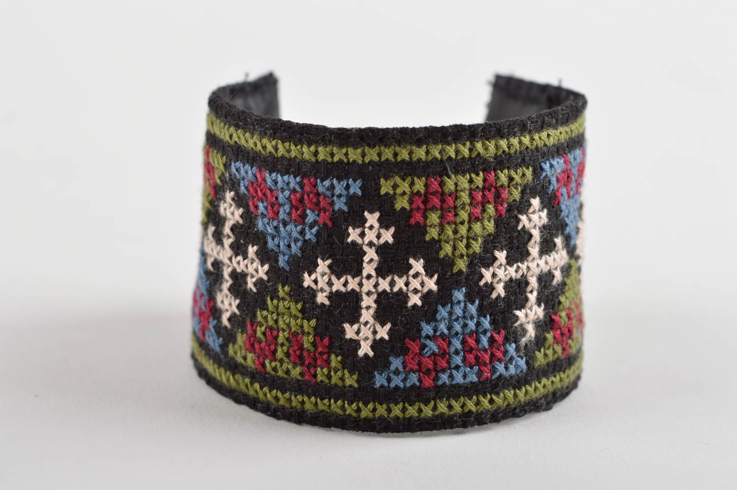 Bracelet textile Bijou fait main Accessoire femme large coton soie fils moulinés photo 5