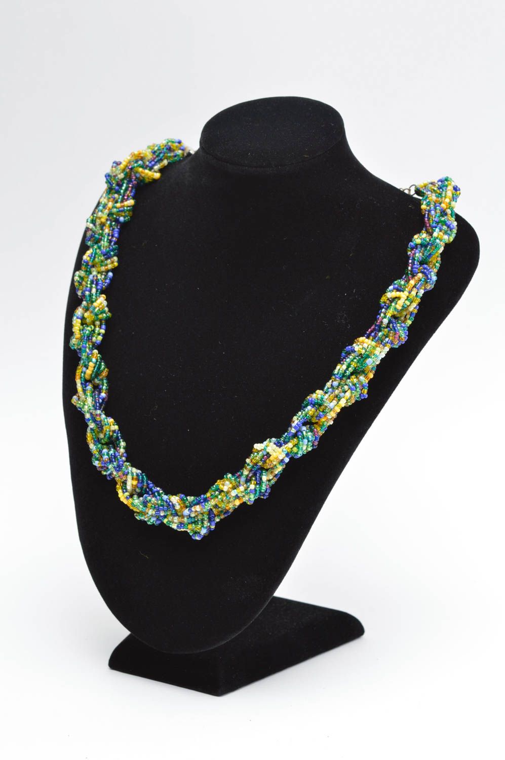 Handmade designer woven necklace beaded elegant necklace female jewelry photo 5