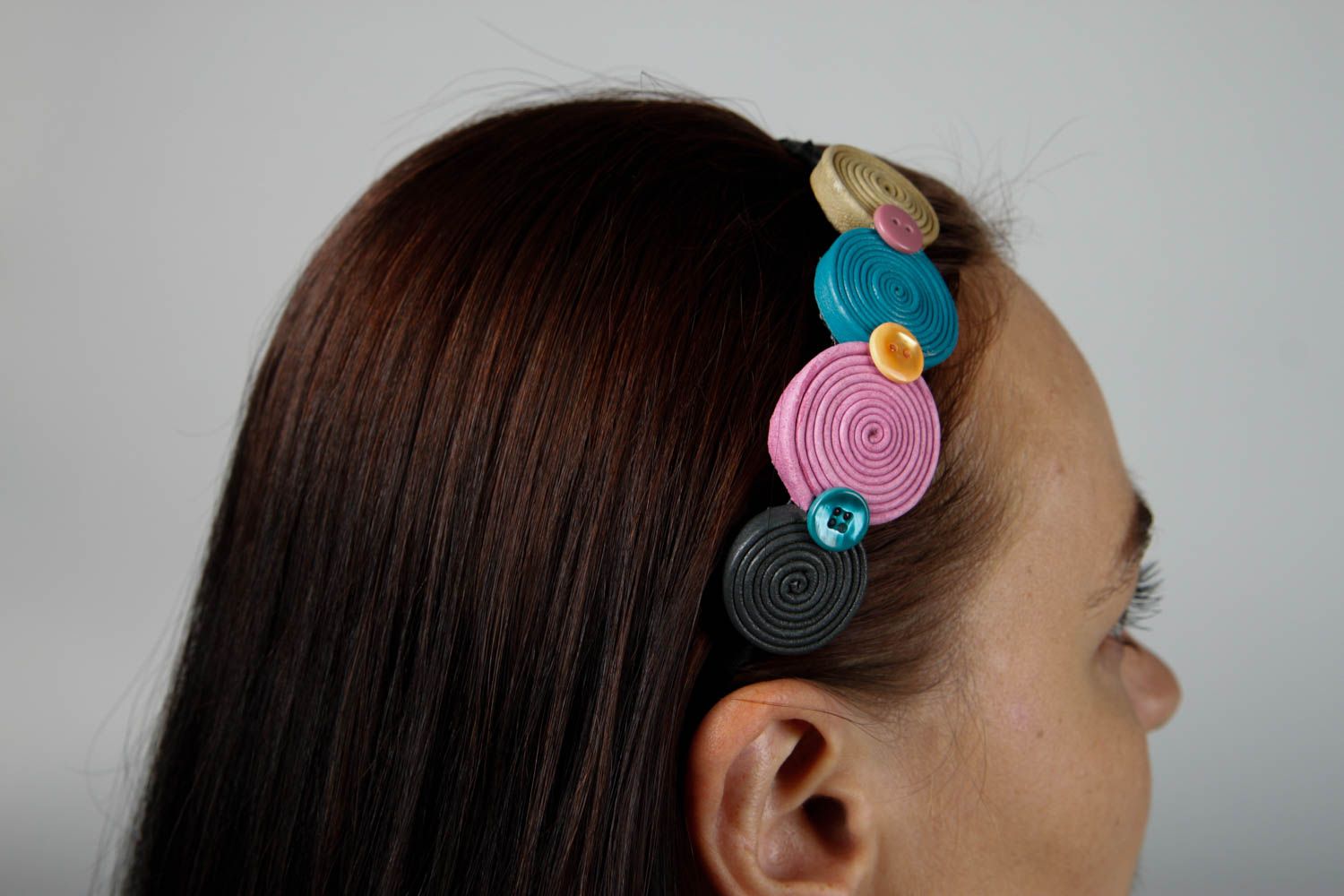 Handmade hair accessories leather hair band flower headband designer accessories photo 2
