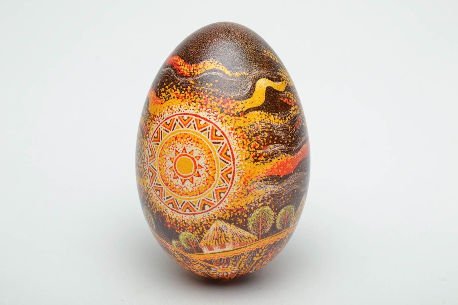 Handmade Easter egg with painting in Ukrainian style photo 3