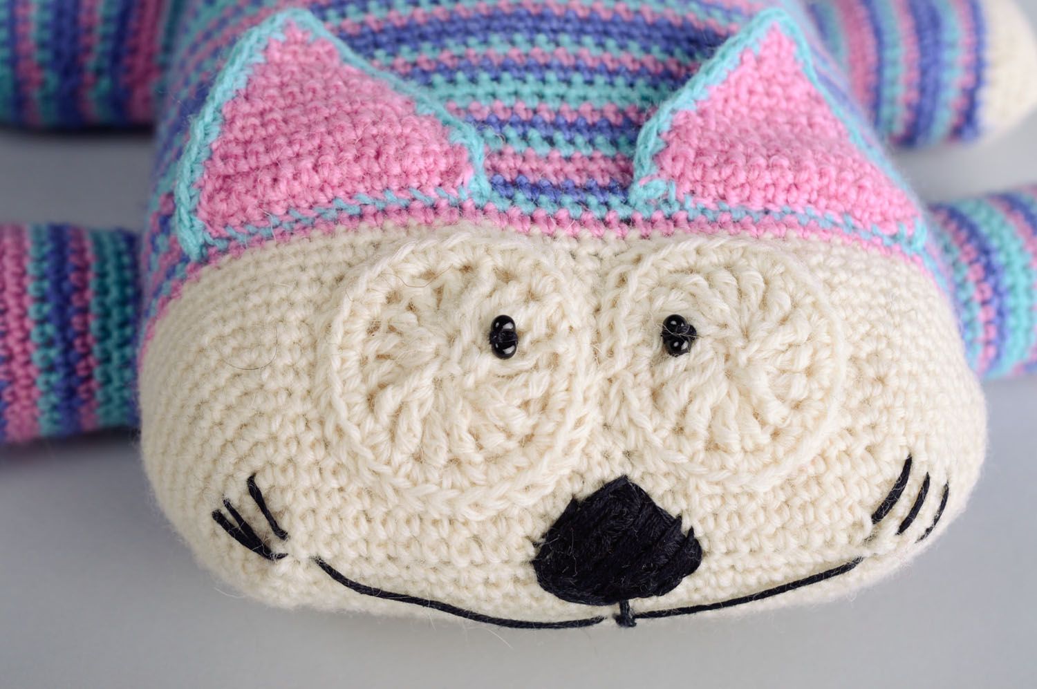 Homemade crochet toy Flat Cat photo 2