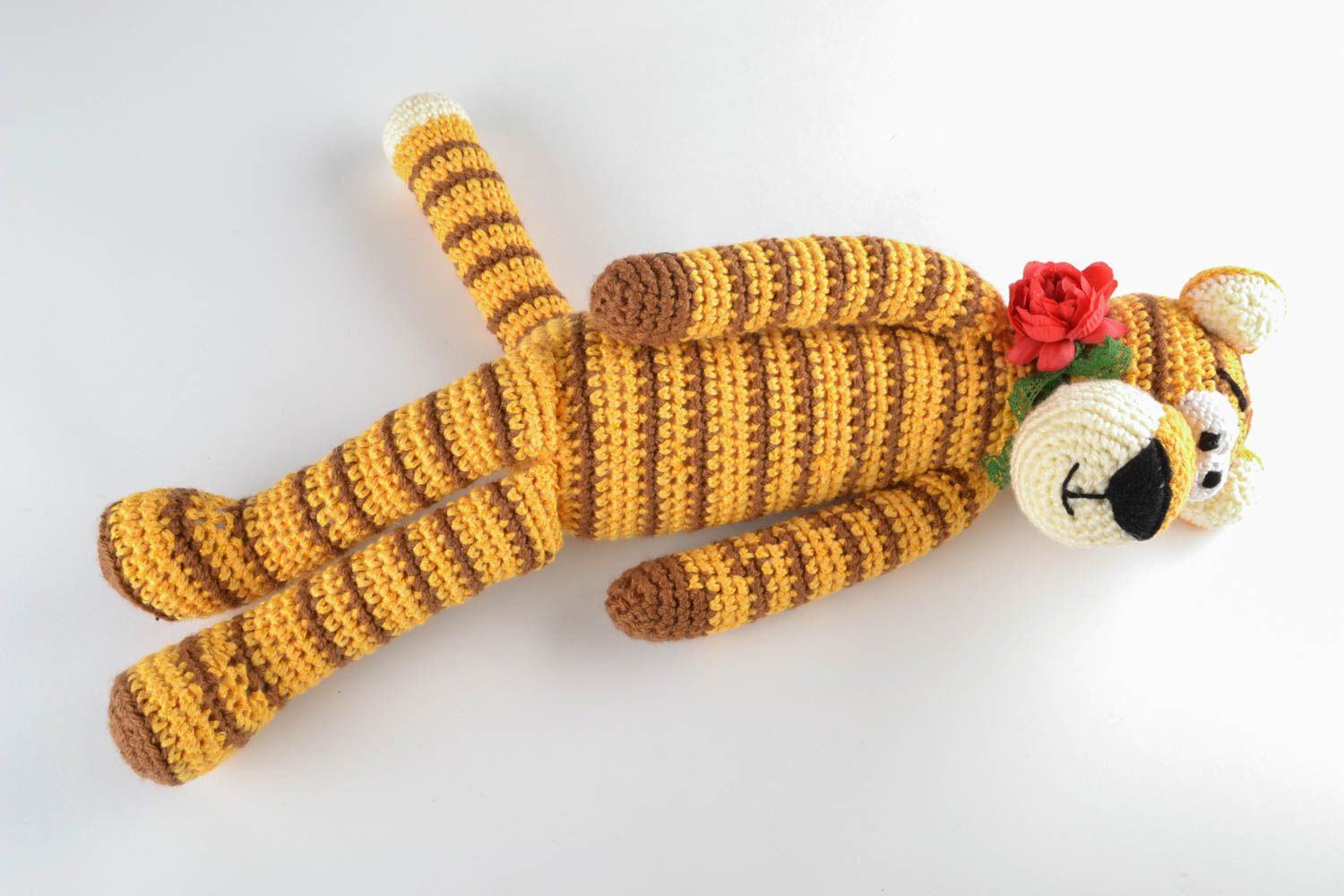 Giocattolo a maglia fatto a mano pupazzo morbido da bambini a forma di tigre
 foto 3